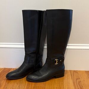 Ralph Lauren Black Leather Heeled Boots